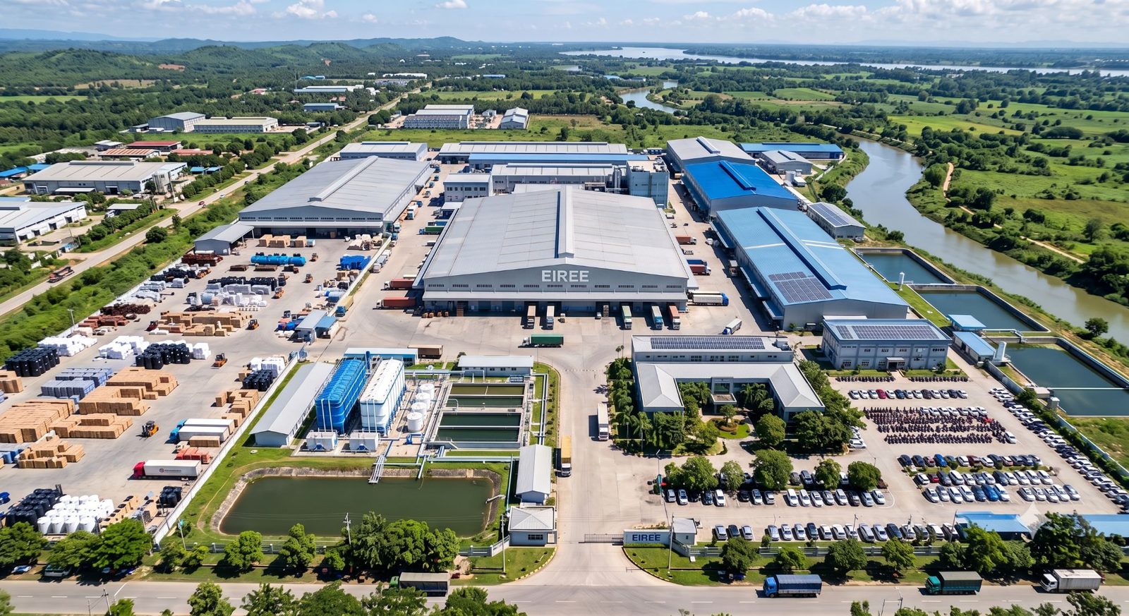 Aerial view of the EIREE water purifier factory